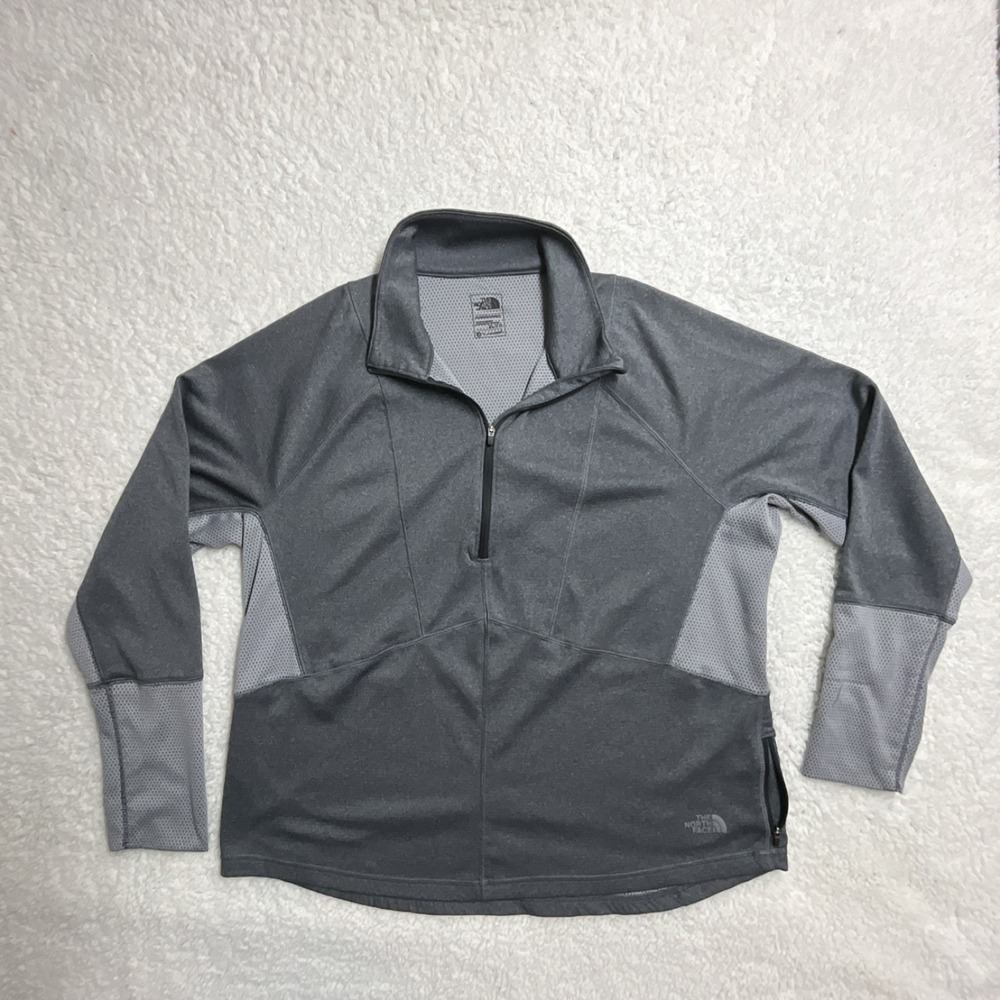 The North Face FlashDry 1/4 Zip Mock Neck Pullover Gray Long Sleeve Men's XL